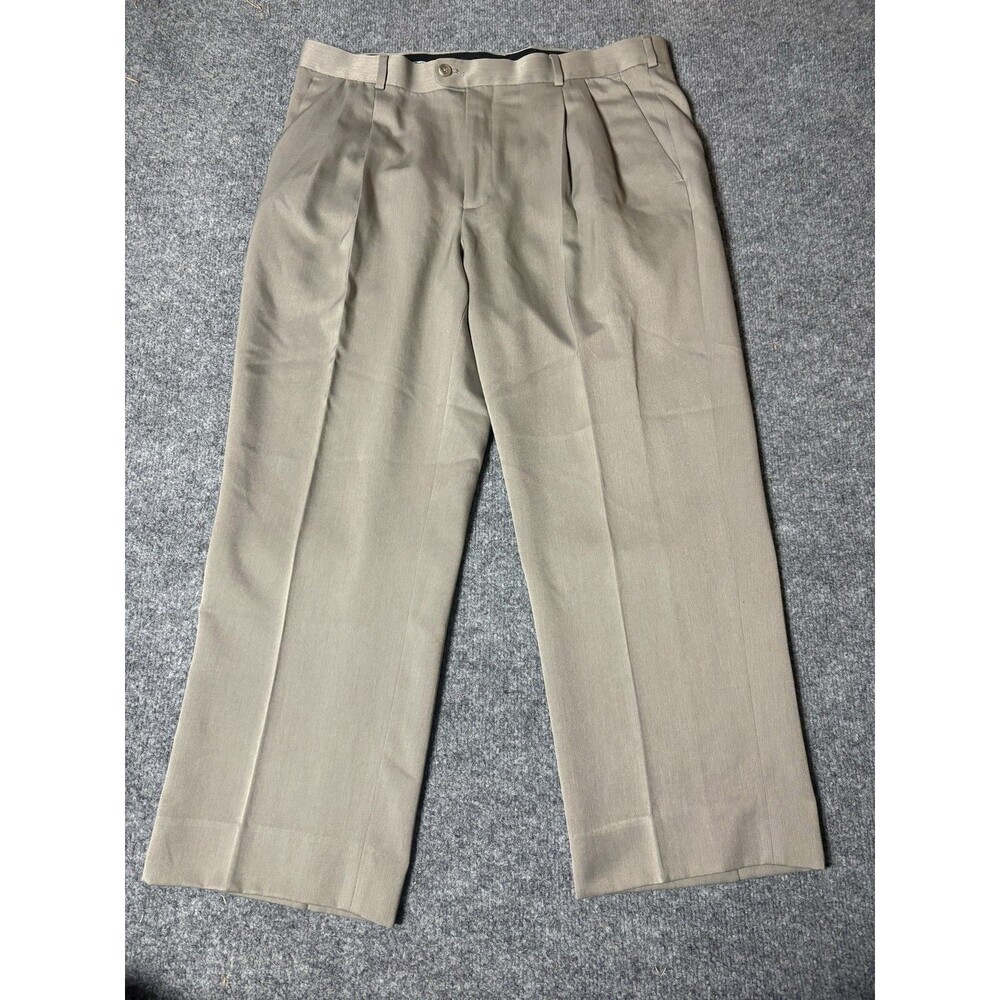 Perry Ellis Dress Pants Mens 36x27 Gray Classic Fit Pleated Business Office